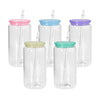 Clear glass with plastic colored lid and straw, 16 oz