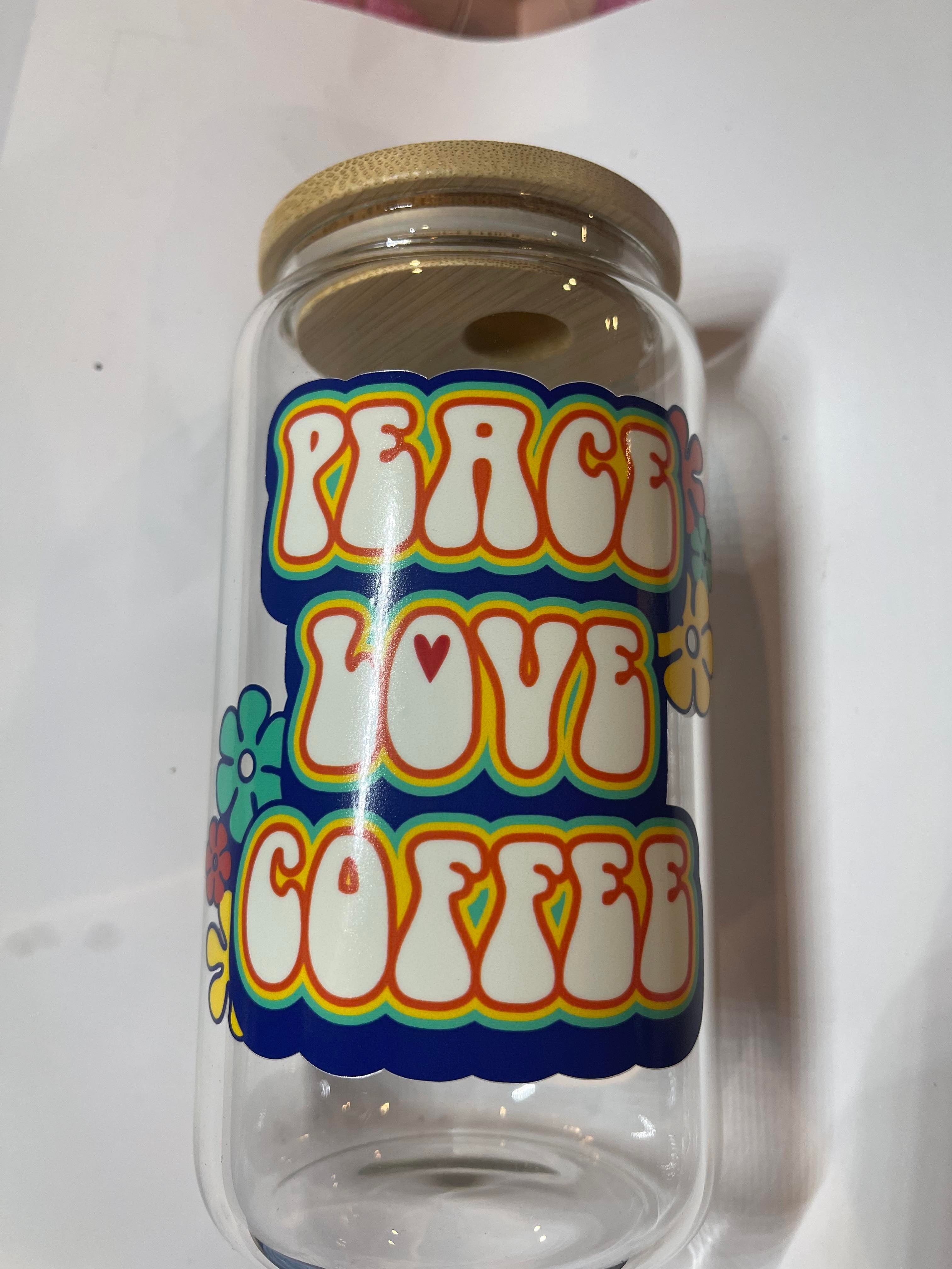 Peace love coffee libbey glass