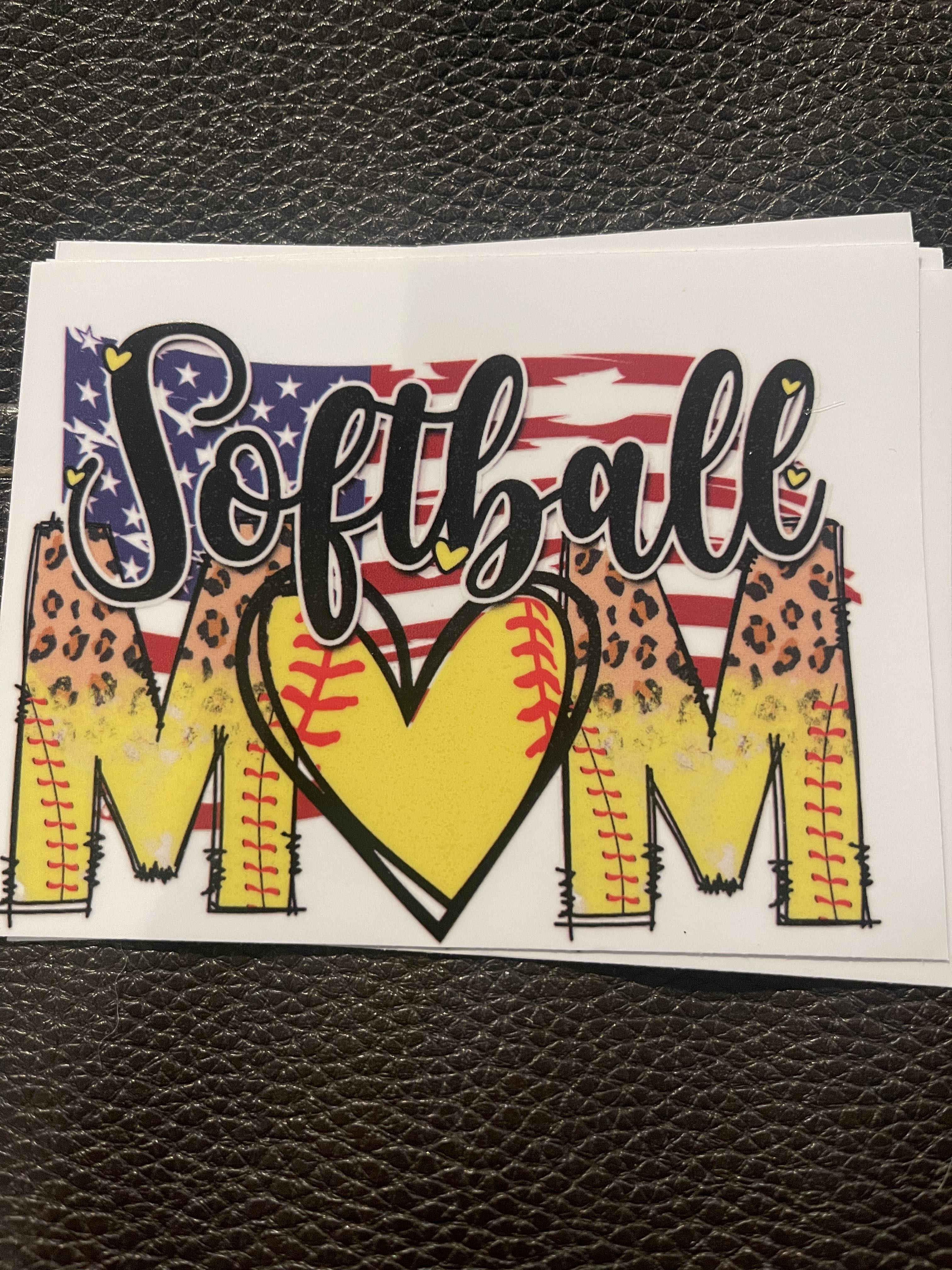 Softball mom UV transfer, decal sized