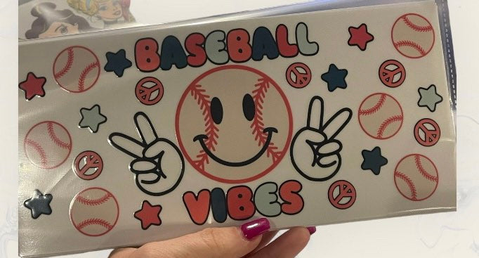 Baseball vibes UV transfer, 16 oz libby size