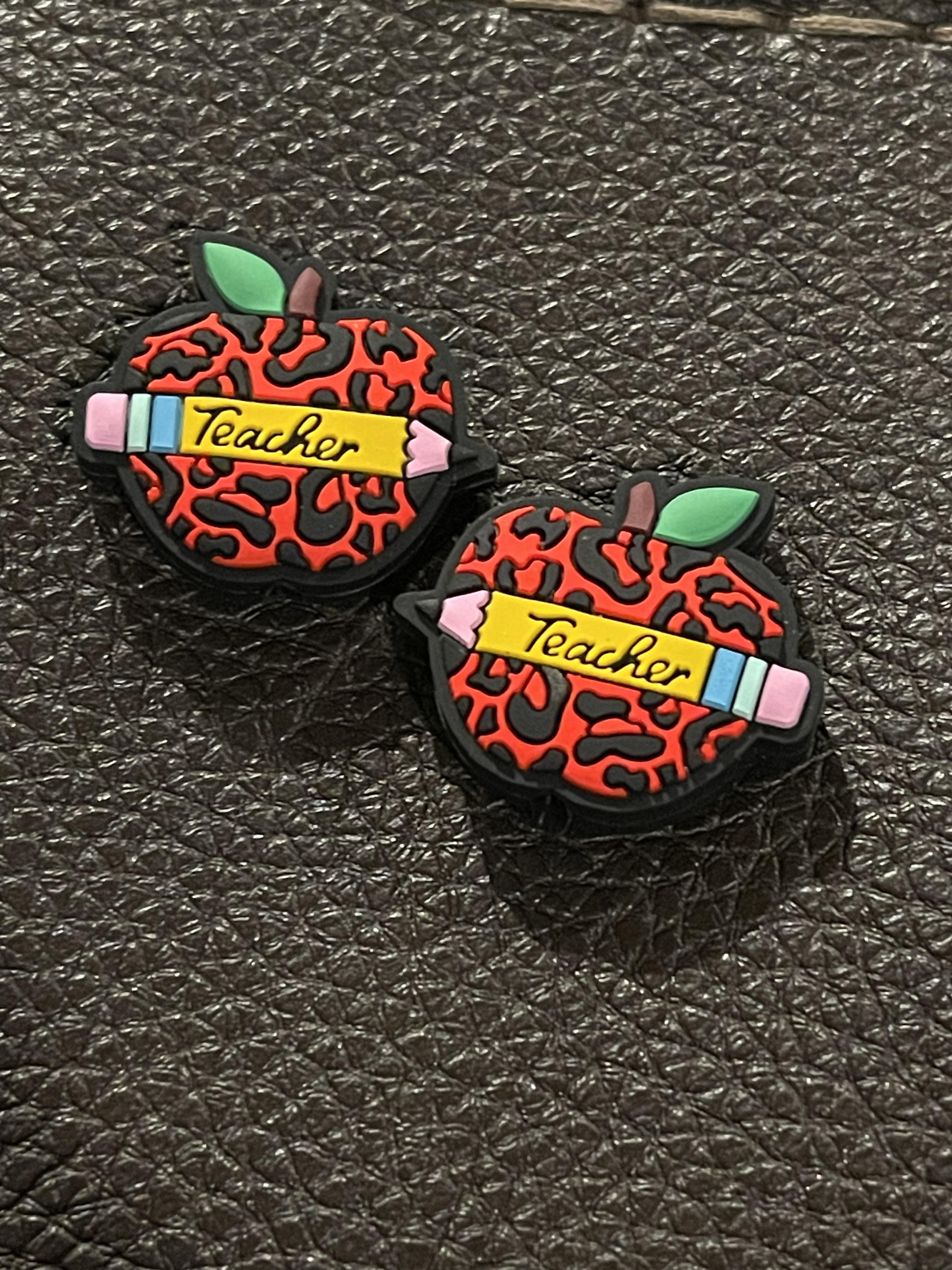 Apple teacher leopard silicone focal, for beadable items like pens