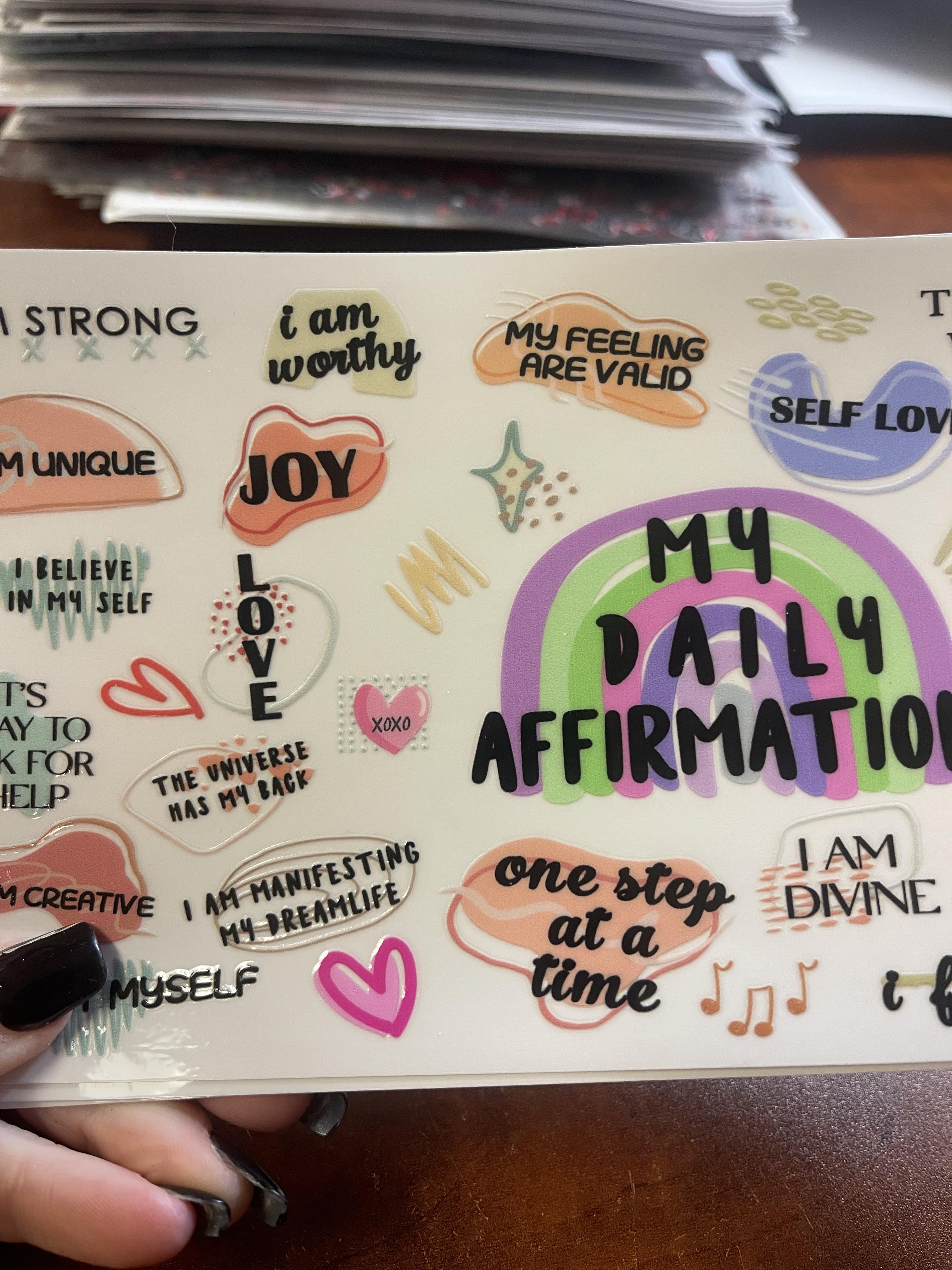 My daily affirmations uv dtf, 16 oz libbey size