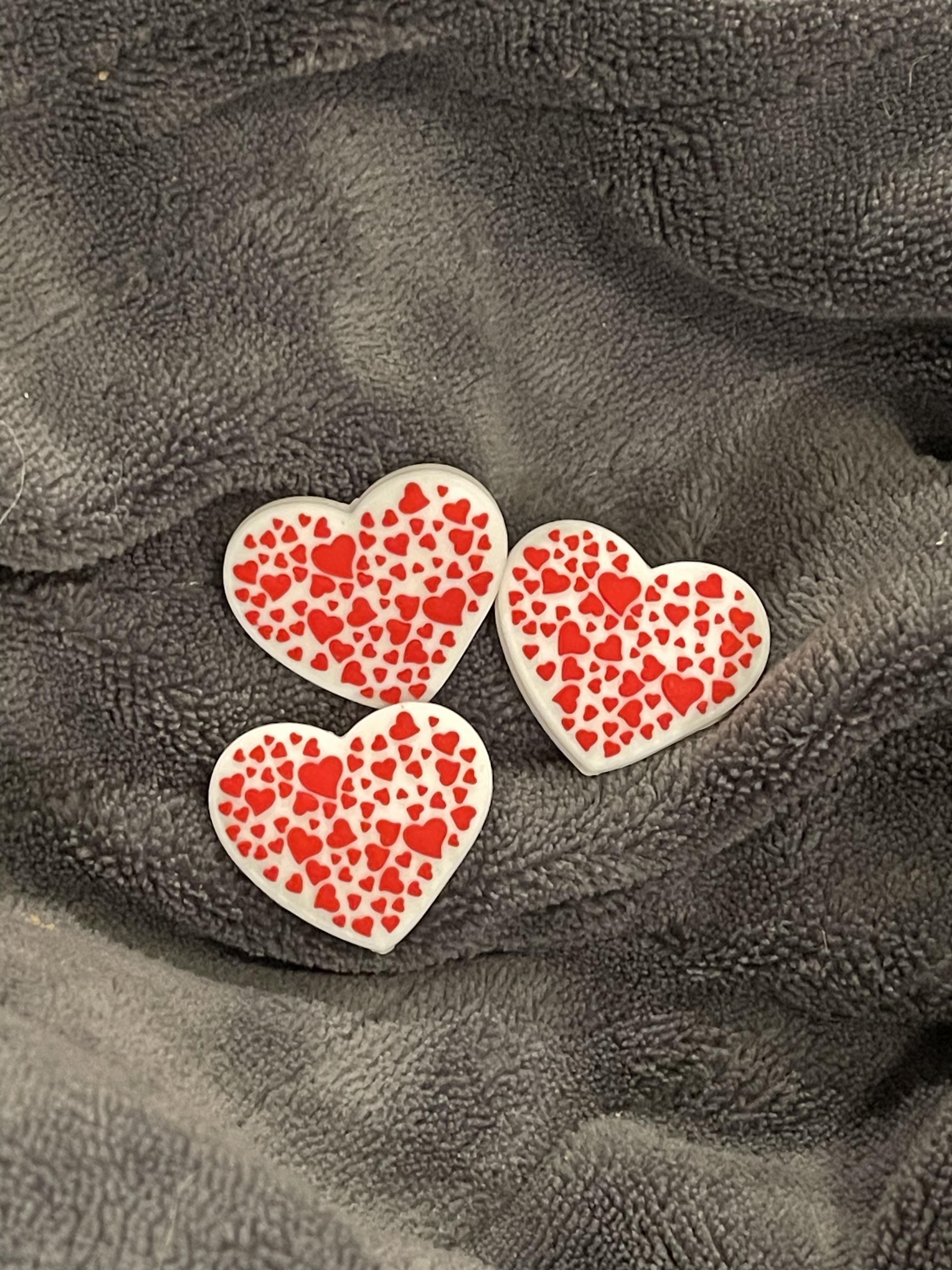 Valentine heart with tiny red hearts silicone focal, for beadable items like pens