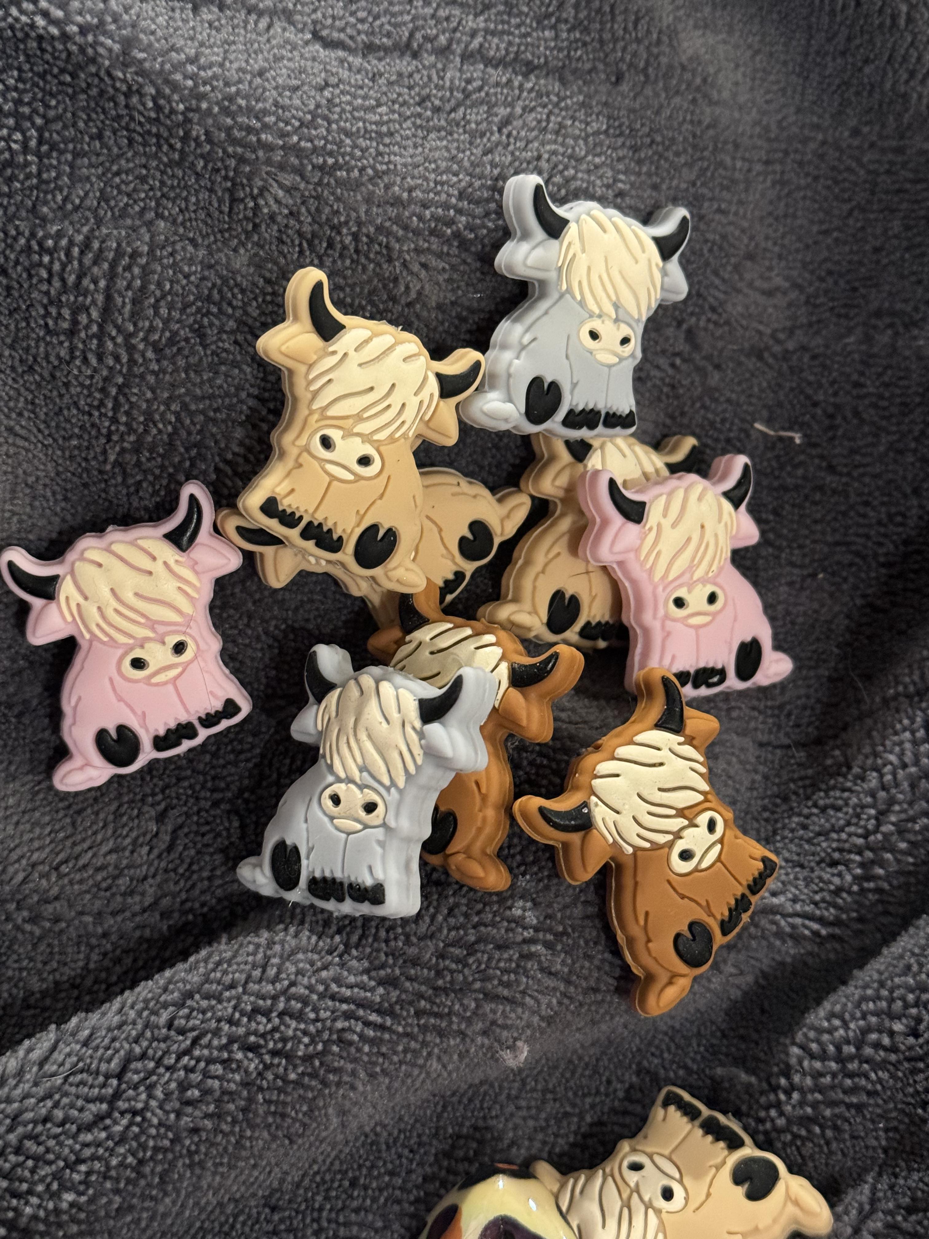 Highland cow silicone focal for beadable items