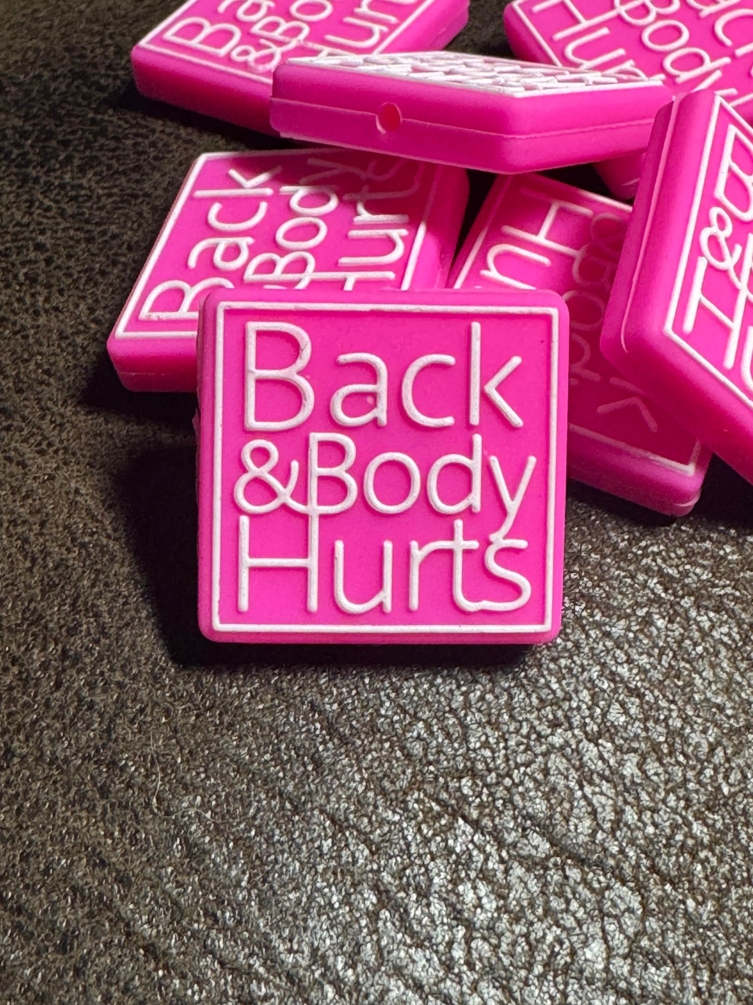 Back and body hurts silicone focal, for beadable items like pens