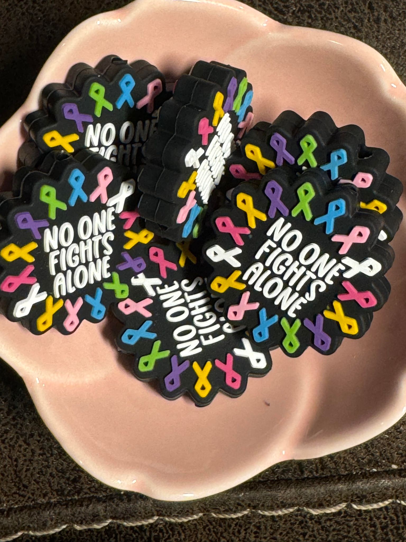 No one fights alone silicone focal, for beadable items like pens