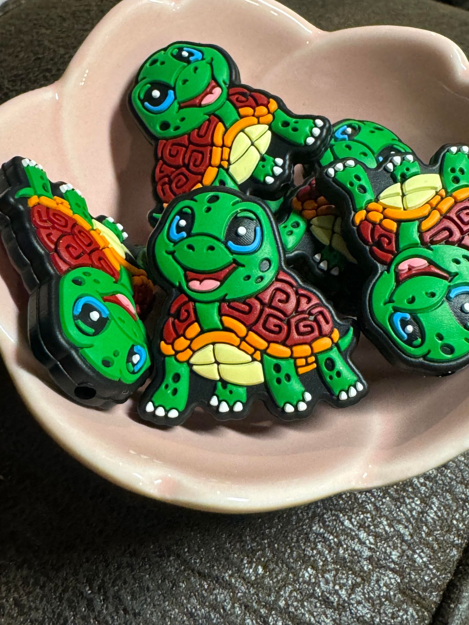 Turtle silicone focal, for beadable items like pens