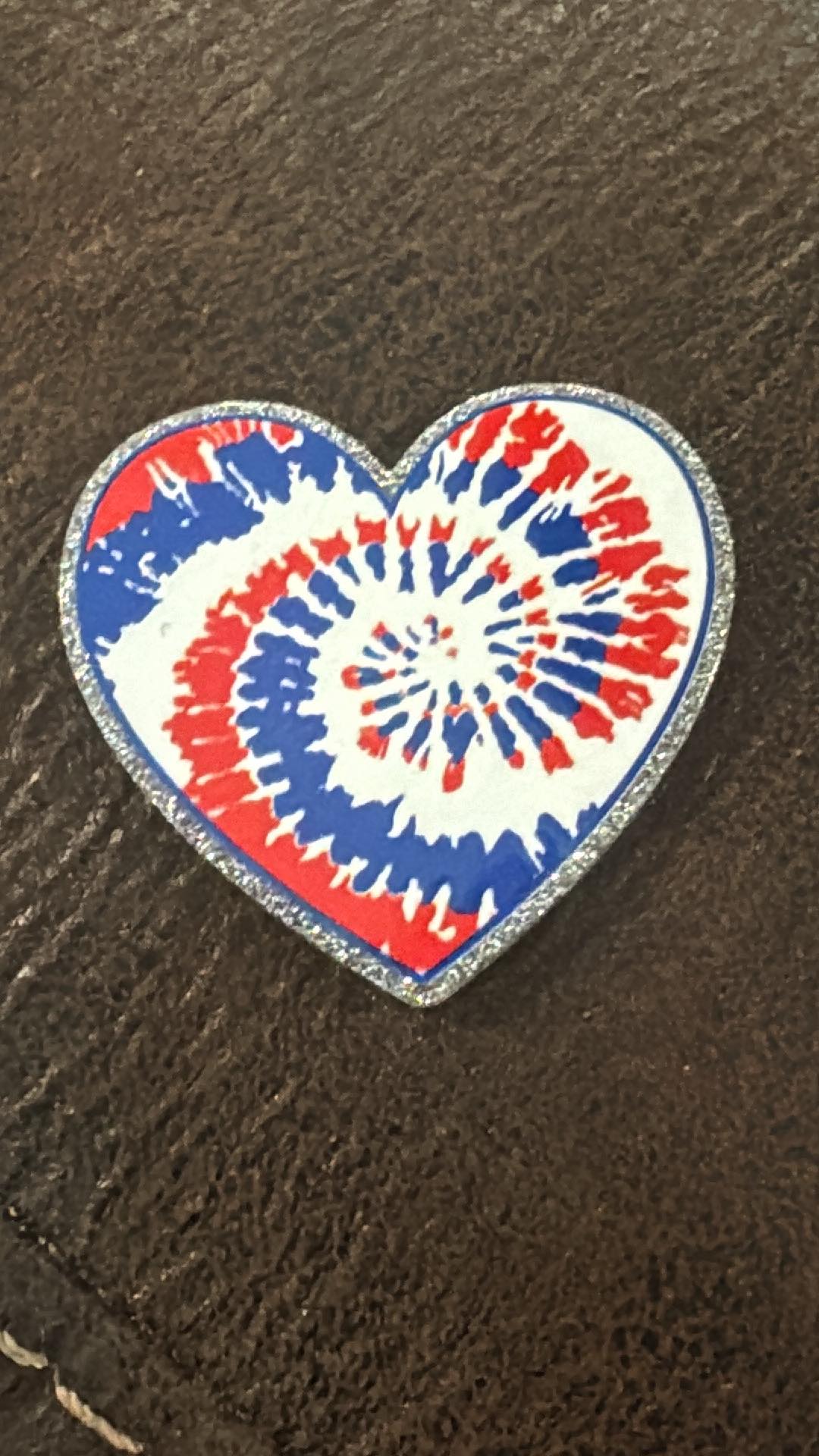 Red white and blue heart, acrylic piece, for badges, pens, earrings etc