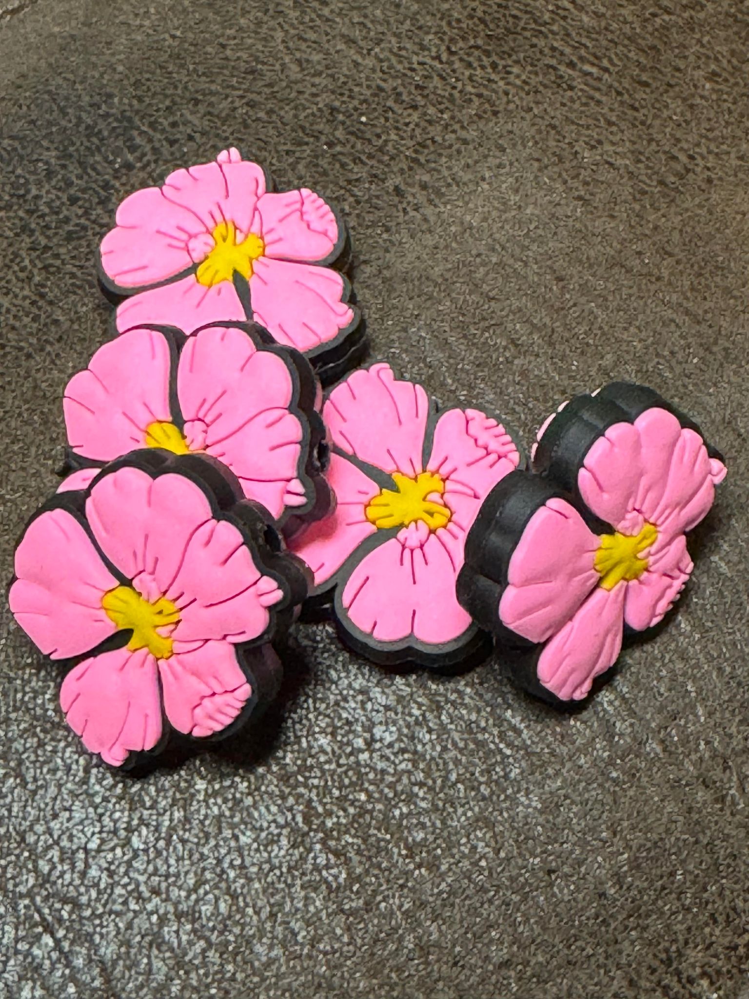 Pink flower silicone focal, for beadable items like pens