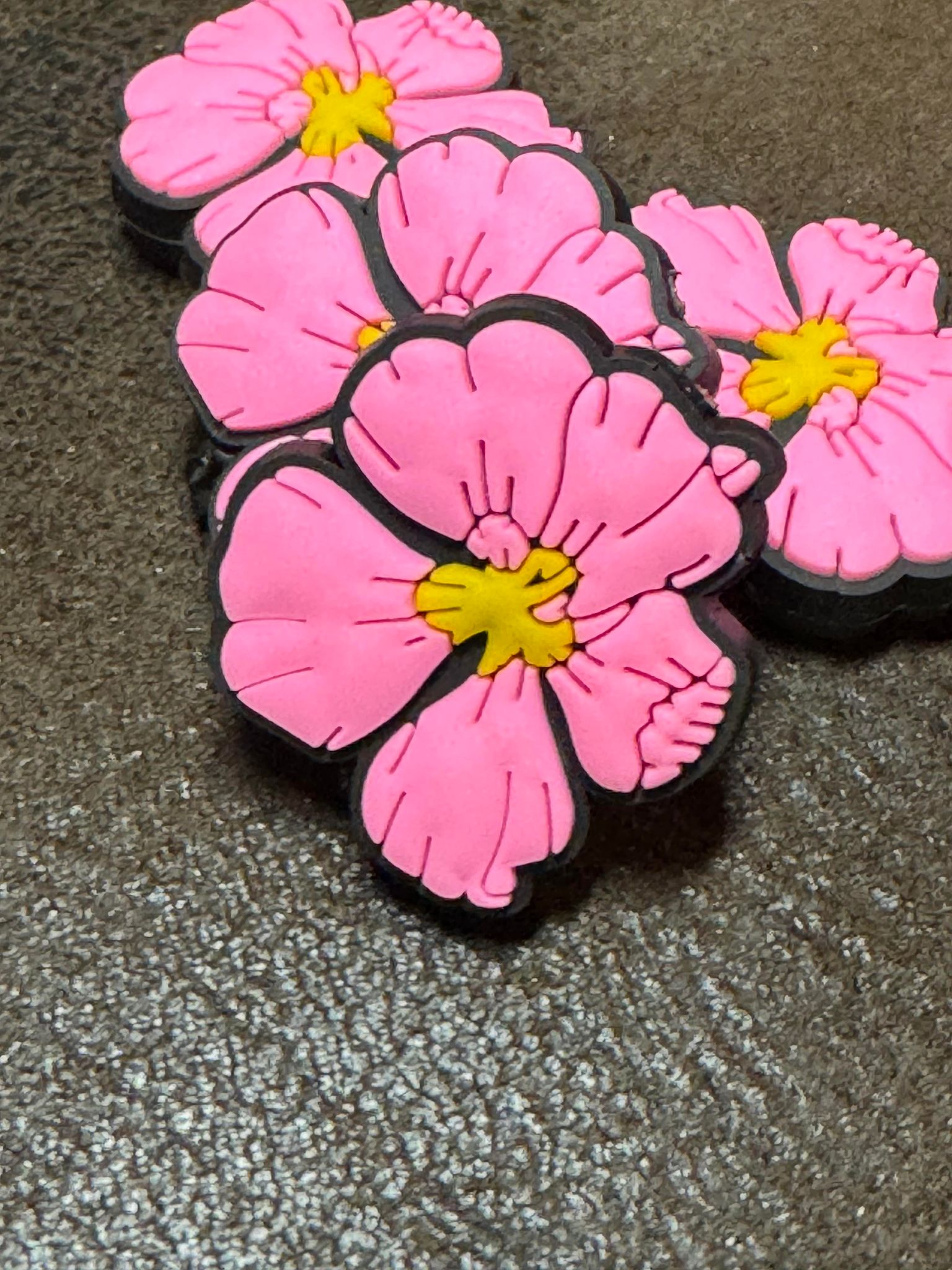 Pink flower silicone focal, for beadable items like pens