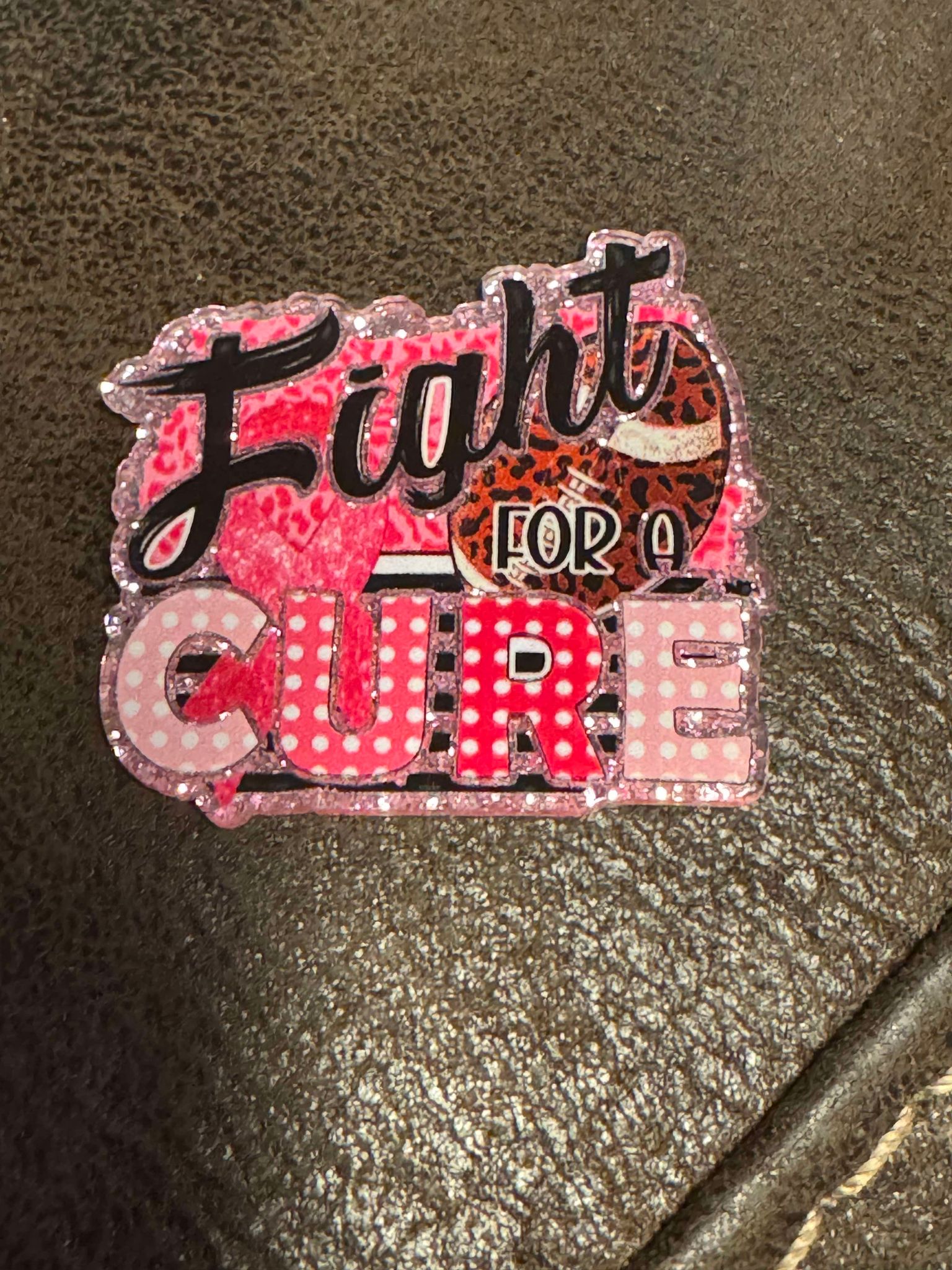 Fight for a cure, flatback acrylic piece, for badges, pens, earrings etc