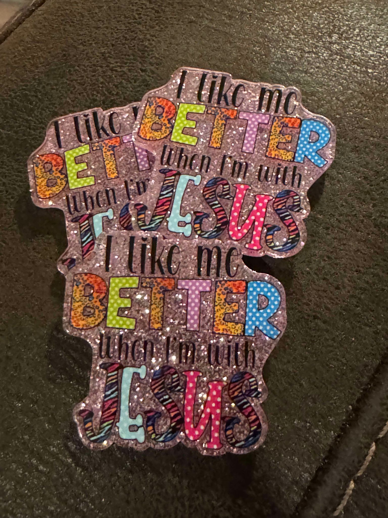 Better with Jesus, acrylic piece, for badges, pens, earrings etc