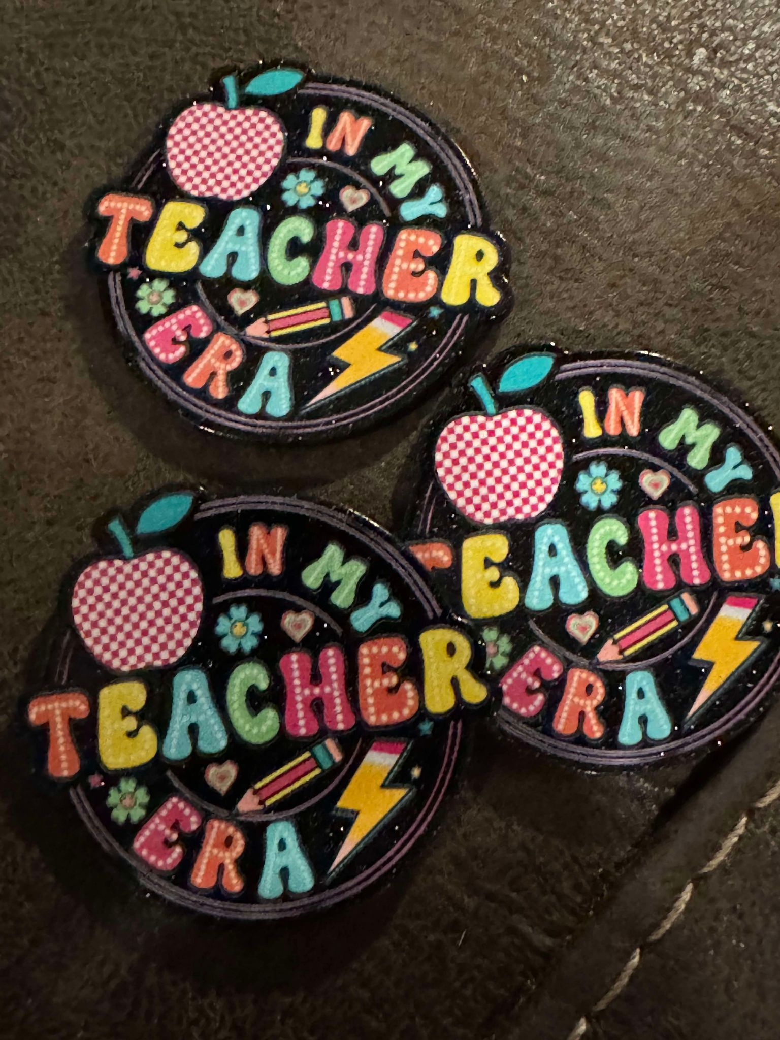 Teacher era, acrylic piece, for badges, pens, earrings etc