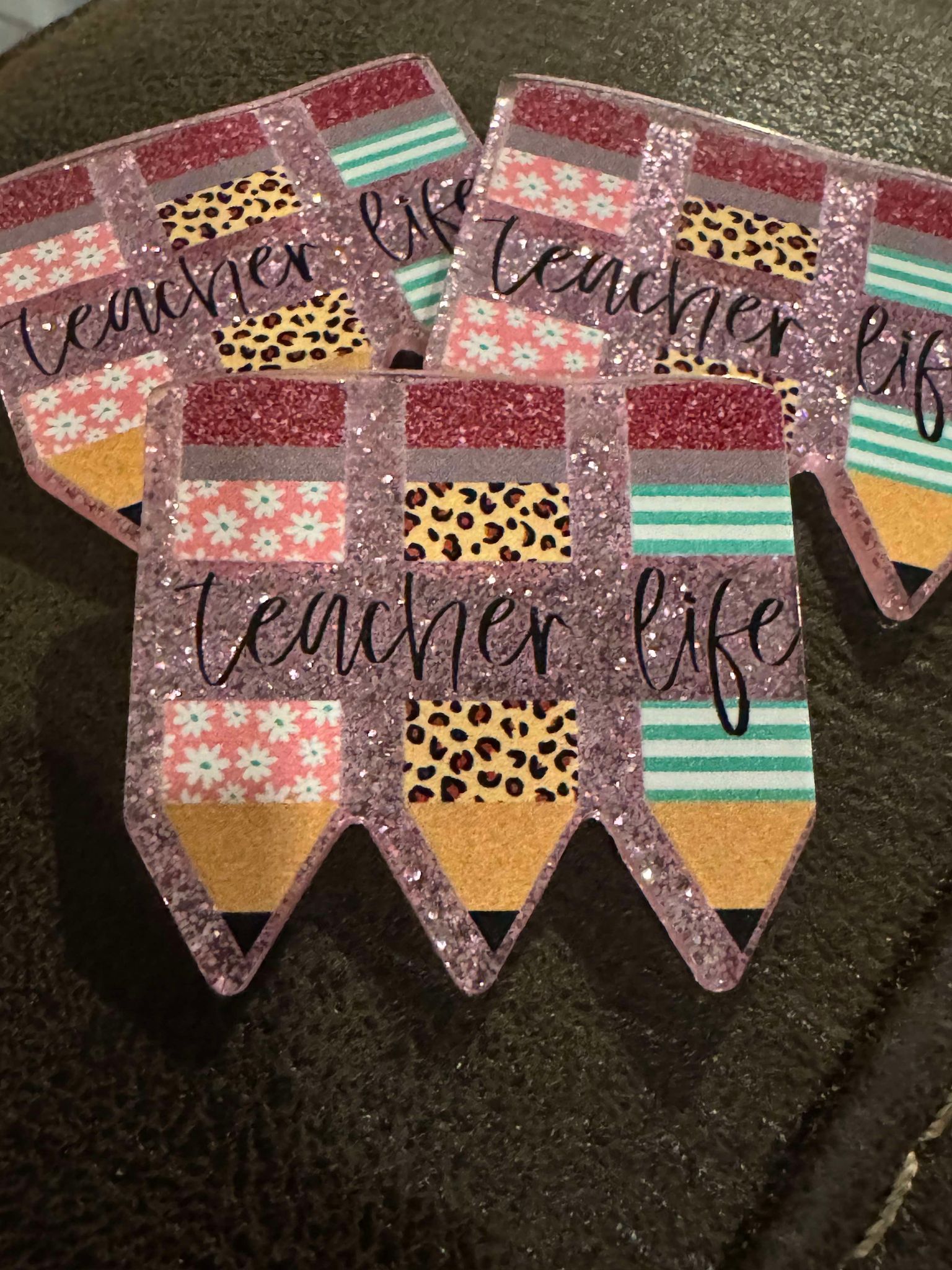 Teacher life pencils, acrylic piece, for badges, pens, earrings etc