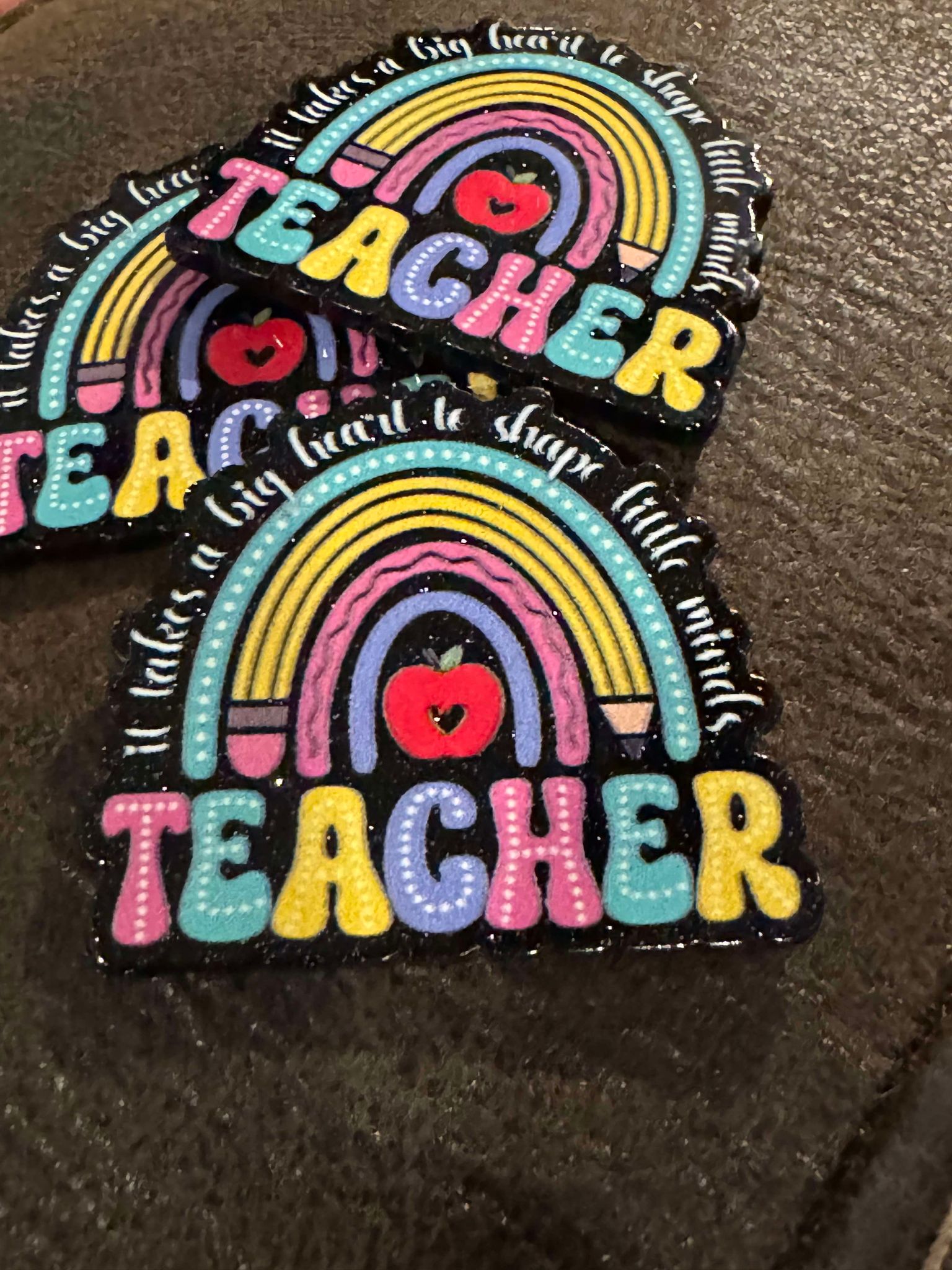 Teacher rainbow, acrylic piece, for badges, pens, earrings etc