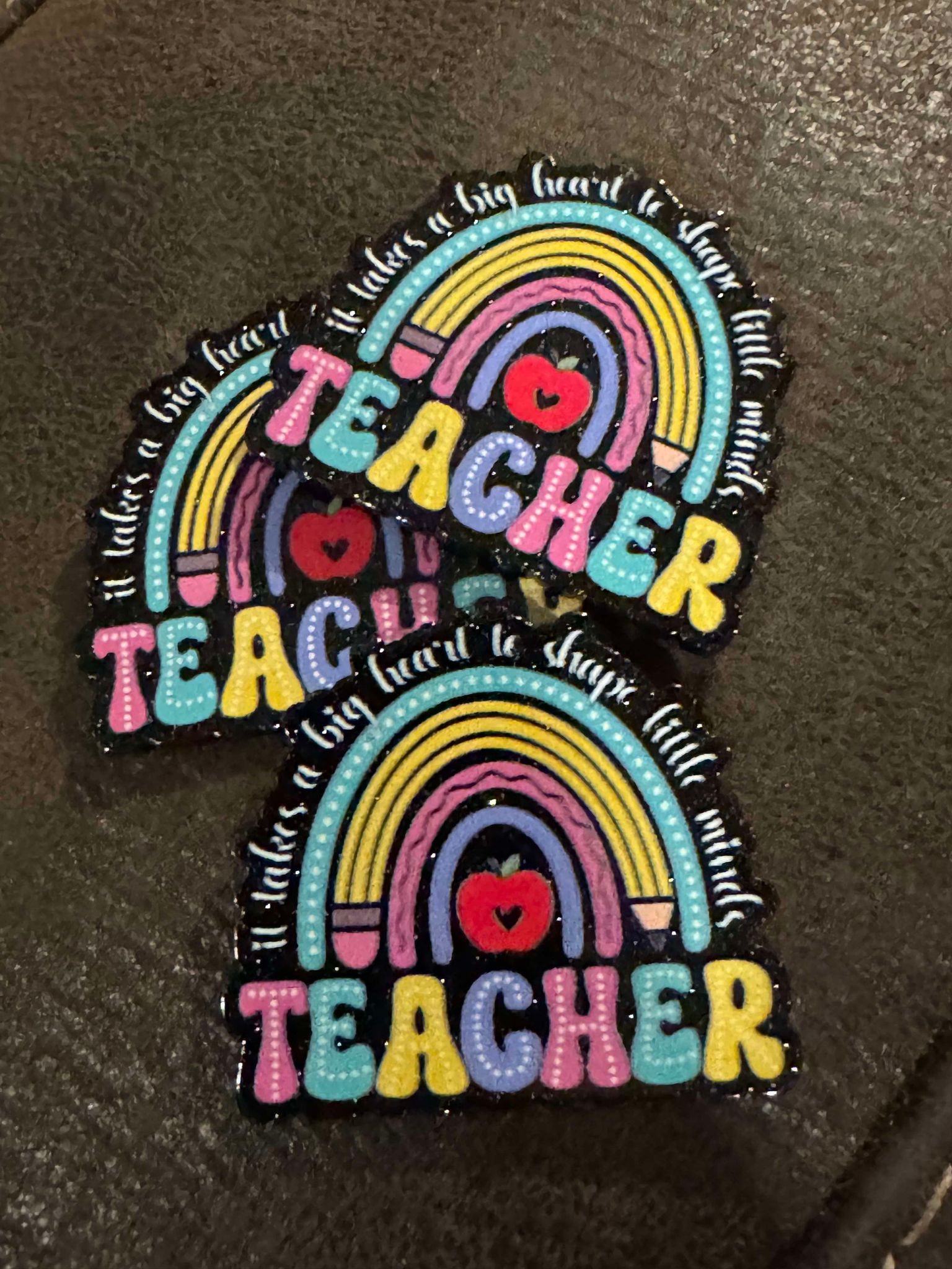 Teacher rainbow, acrylic piece, for badges, pens, earrings etc