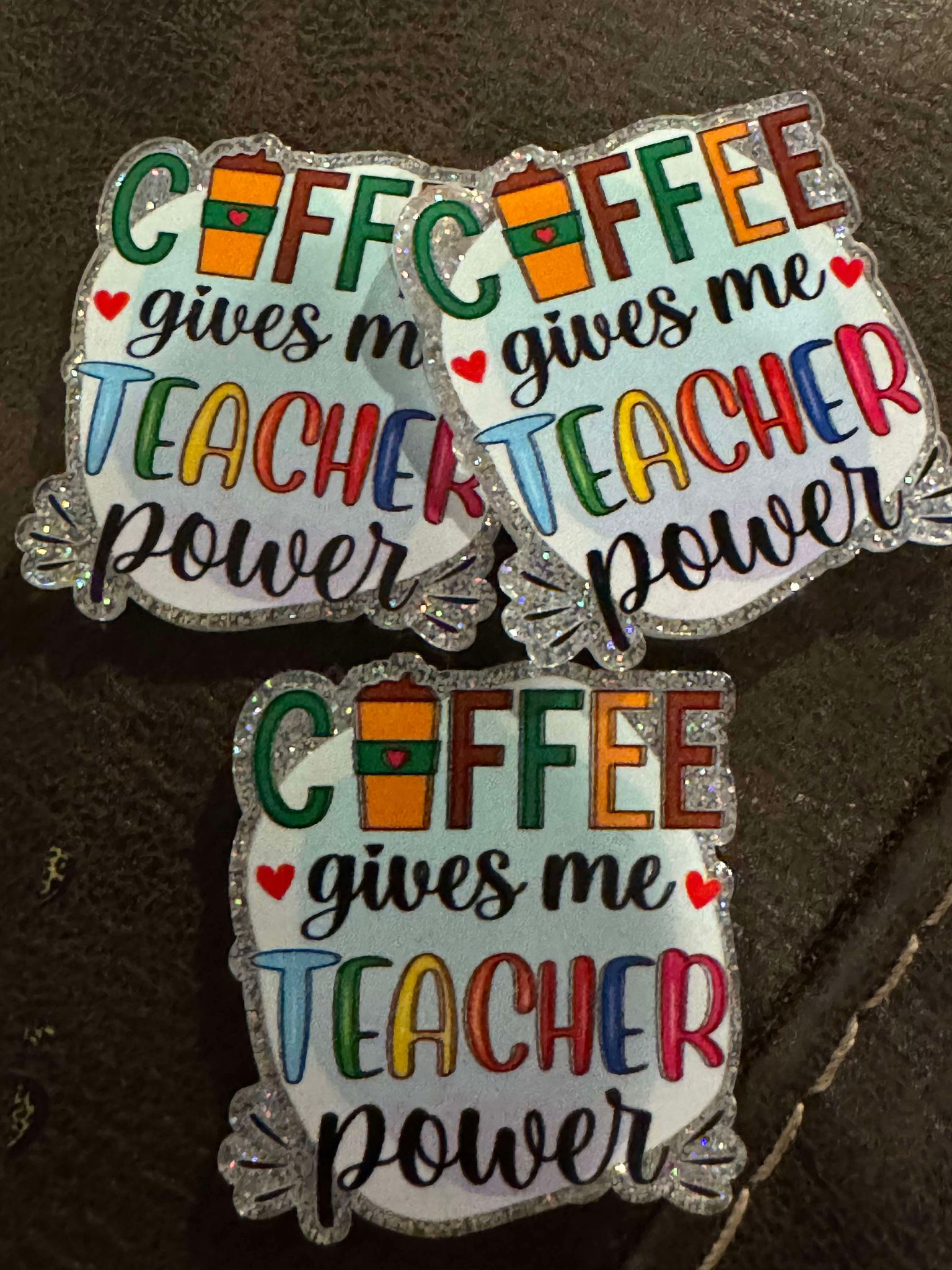 Coffee teacher powers, acrylic piece, for badges, pens, earrings etc