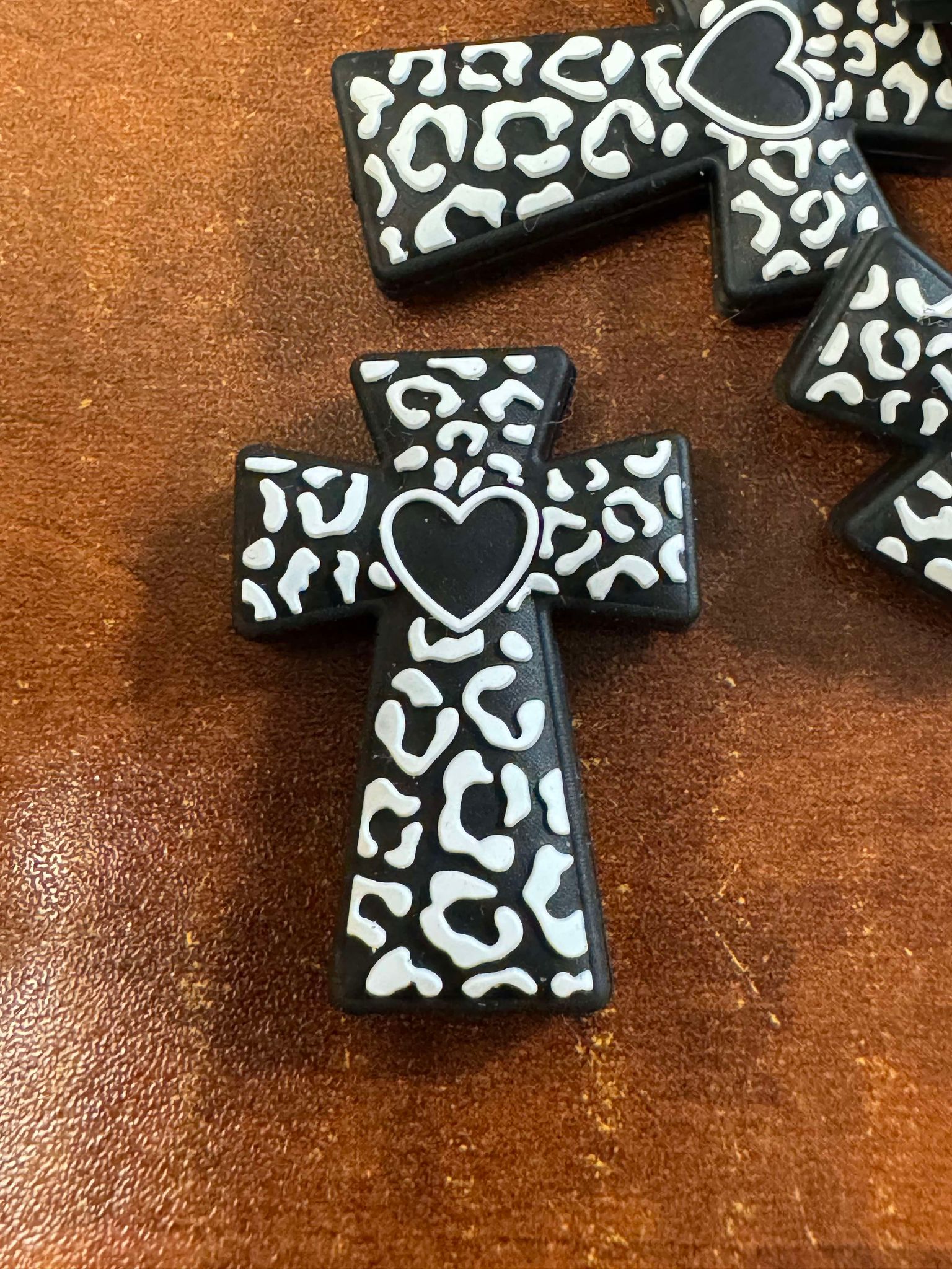 Cross with heart silicone focal for beadable items