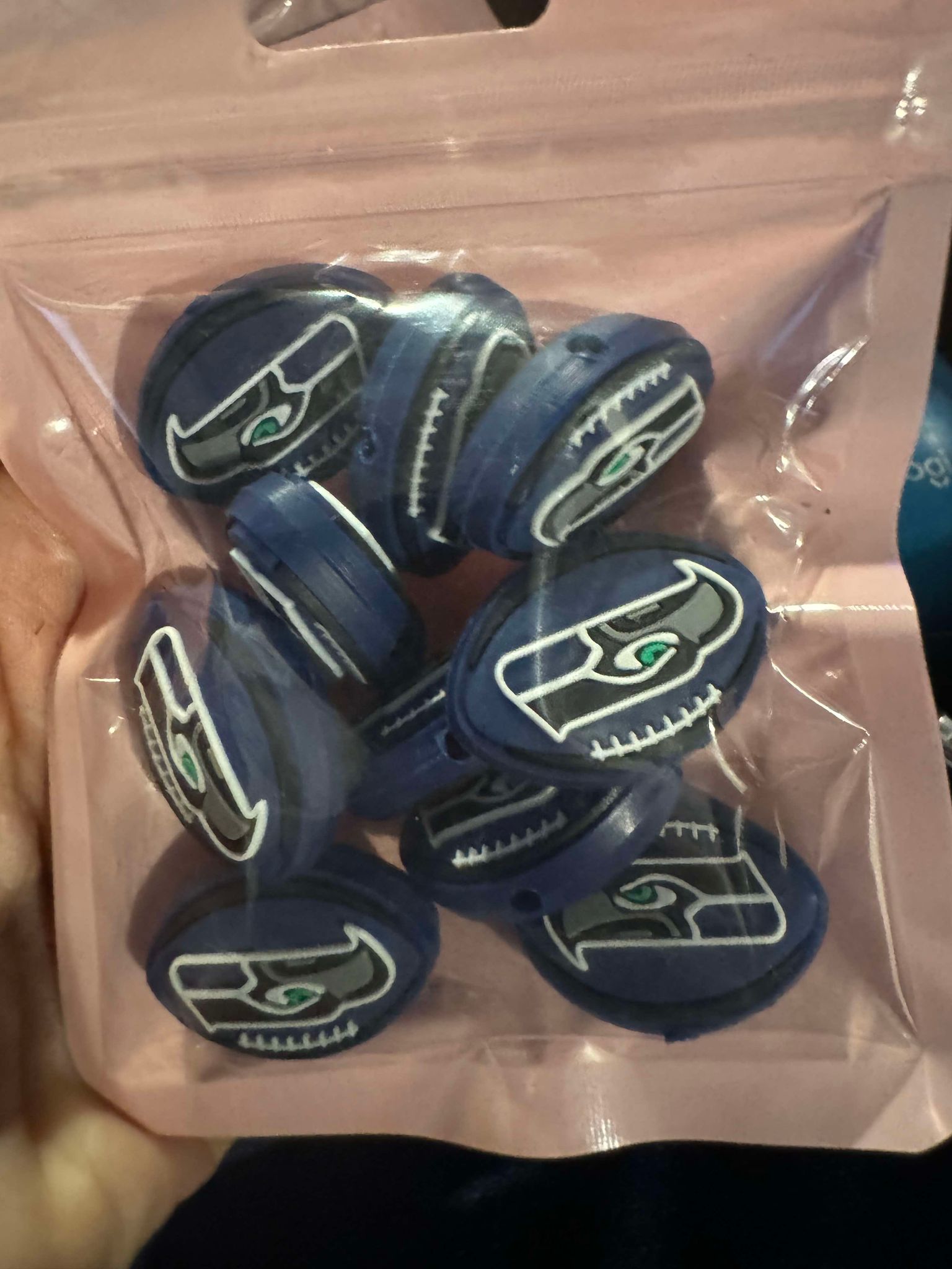 football shaped seahawk silicone focal for beadable items