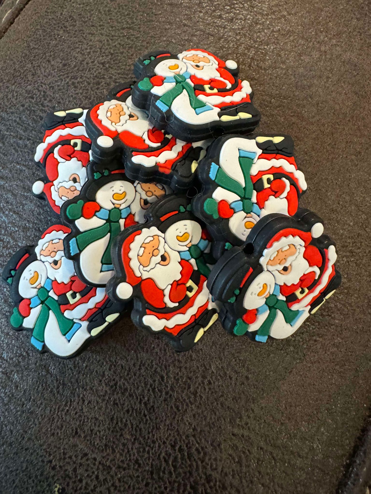 Santa and snowman silicone focal for beadable items