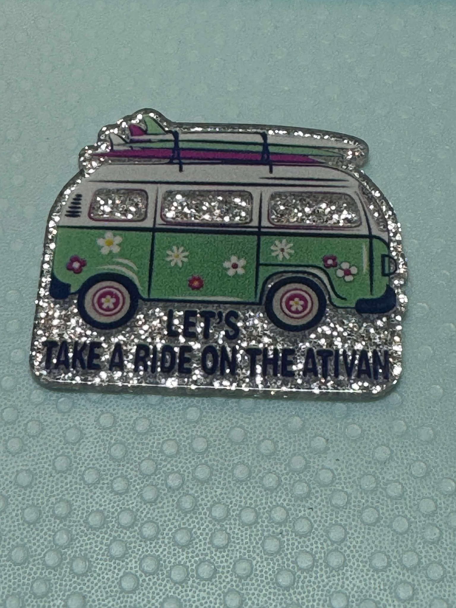 take a ride on the ativan acrylic piece, for badges, pens, earrings etc