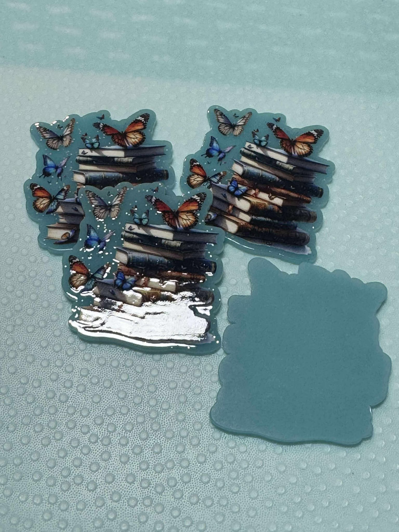 Books with butterflies acrylic piece, for badges, pens, earrings etc
