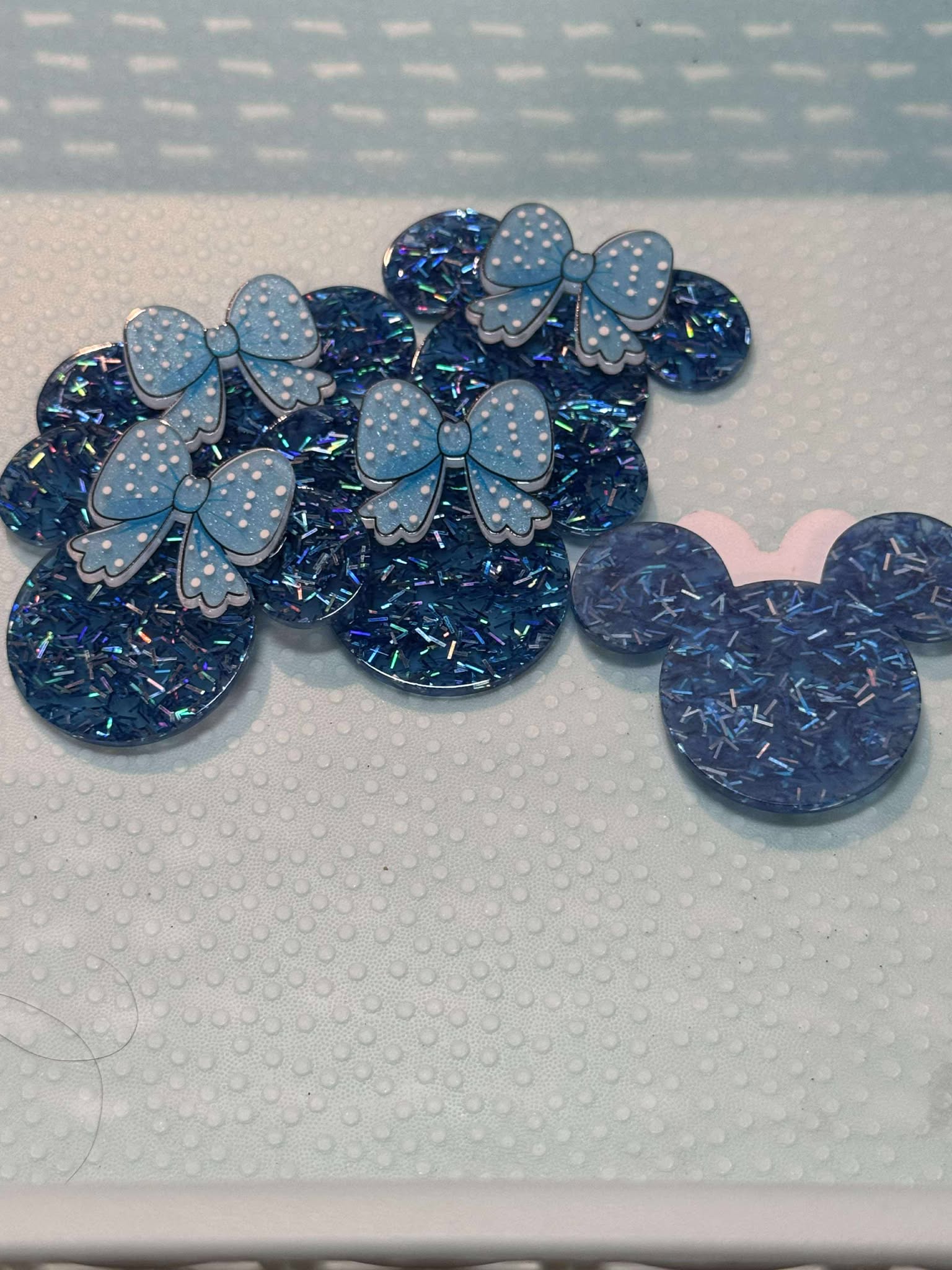 Blue girl mouse ears acrylic piece, for badges, pens, earrings etc