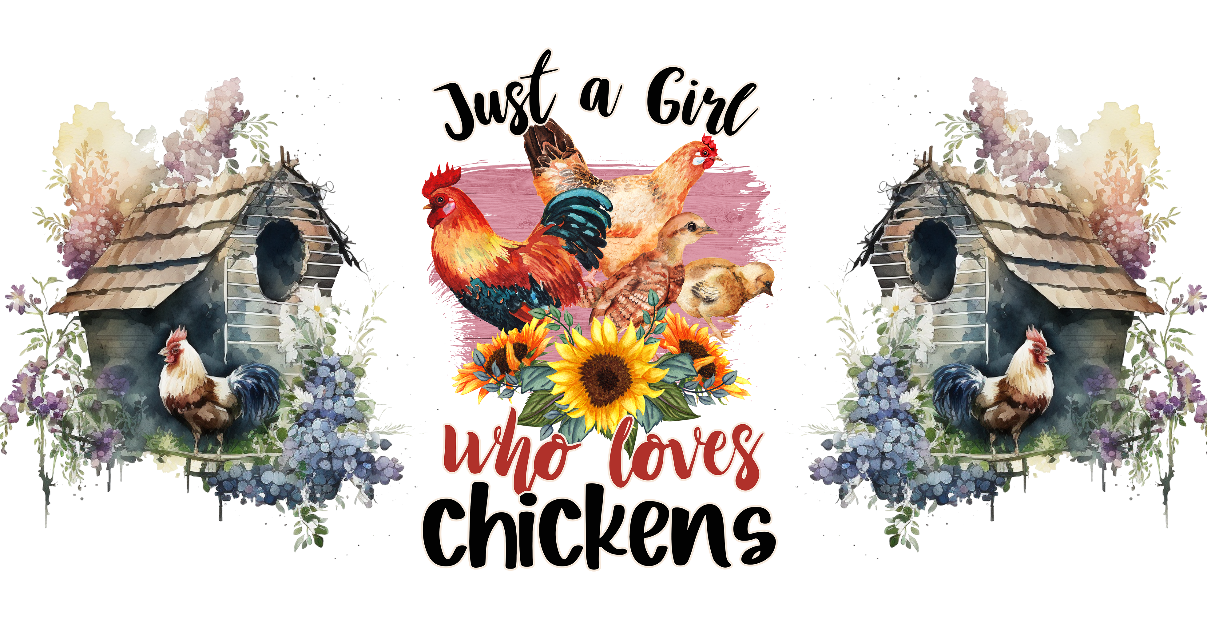 Just a girl who loves chickens UV DTF transfer, 16 oz libby size