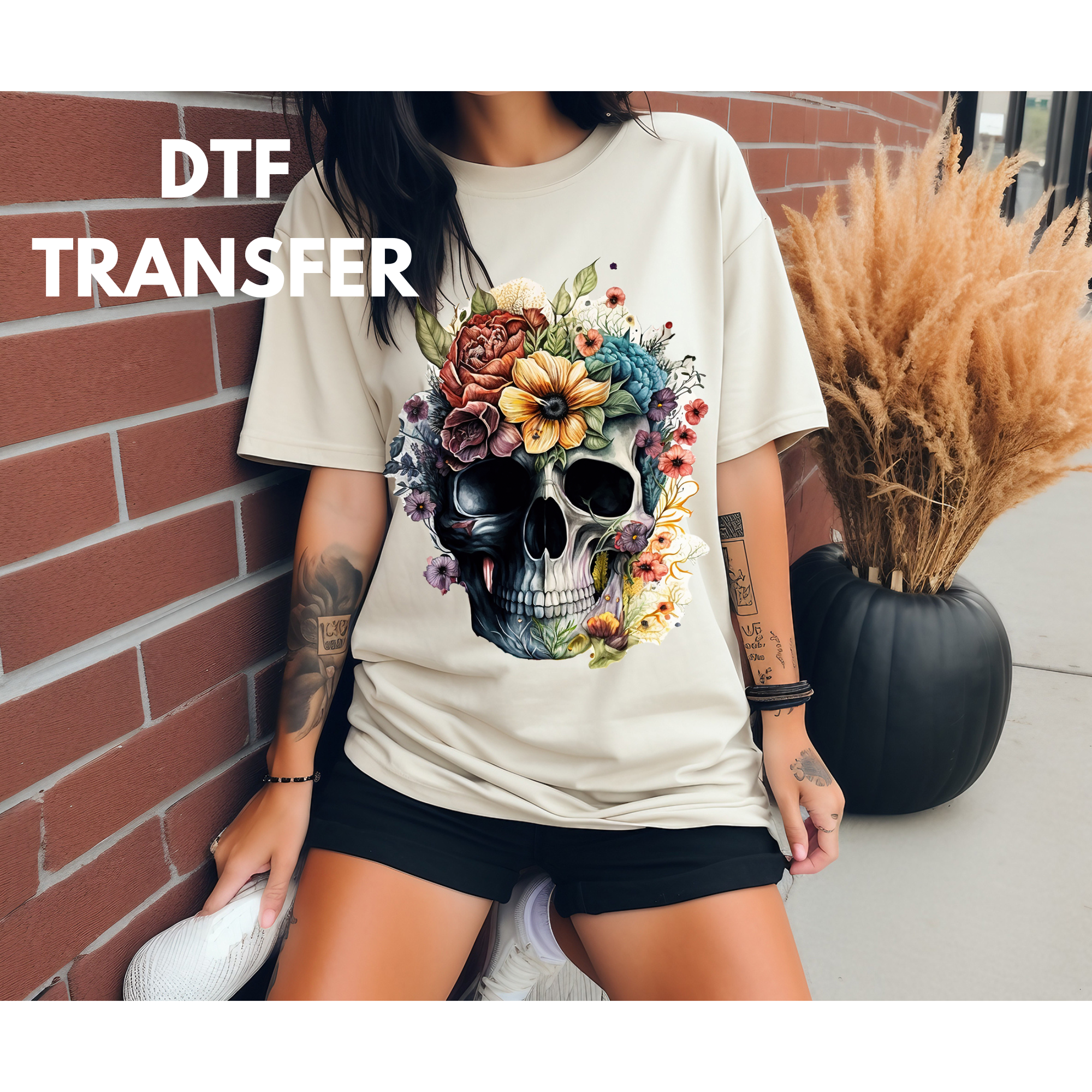 Skull DTF transfer for shirts, clothing etc