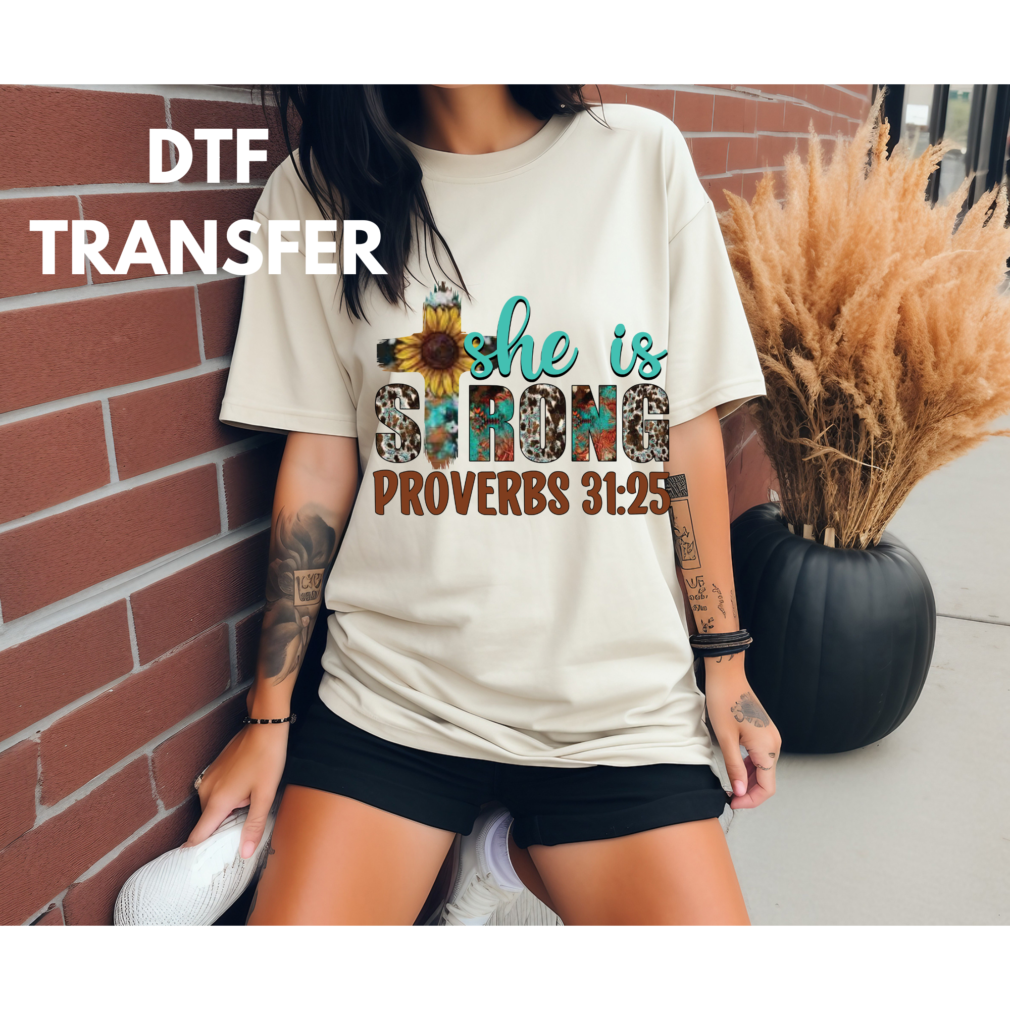 She is strong DTF transfer for shirts, clothing etc