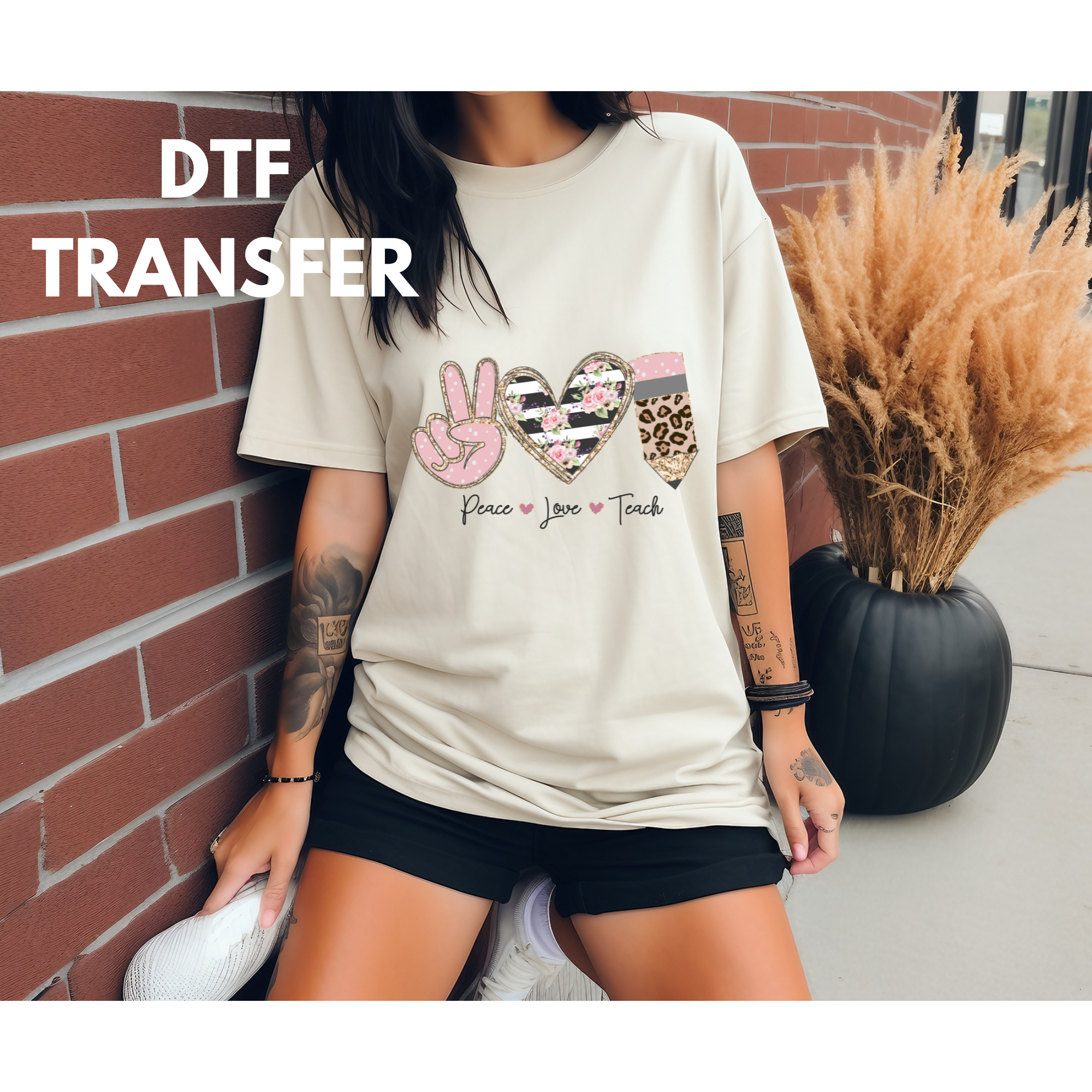 Peace love teacher DTF transfer for shirts, clothing etc