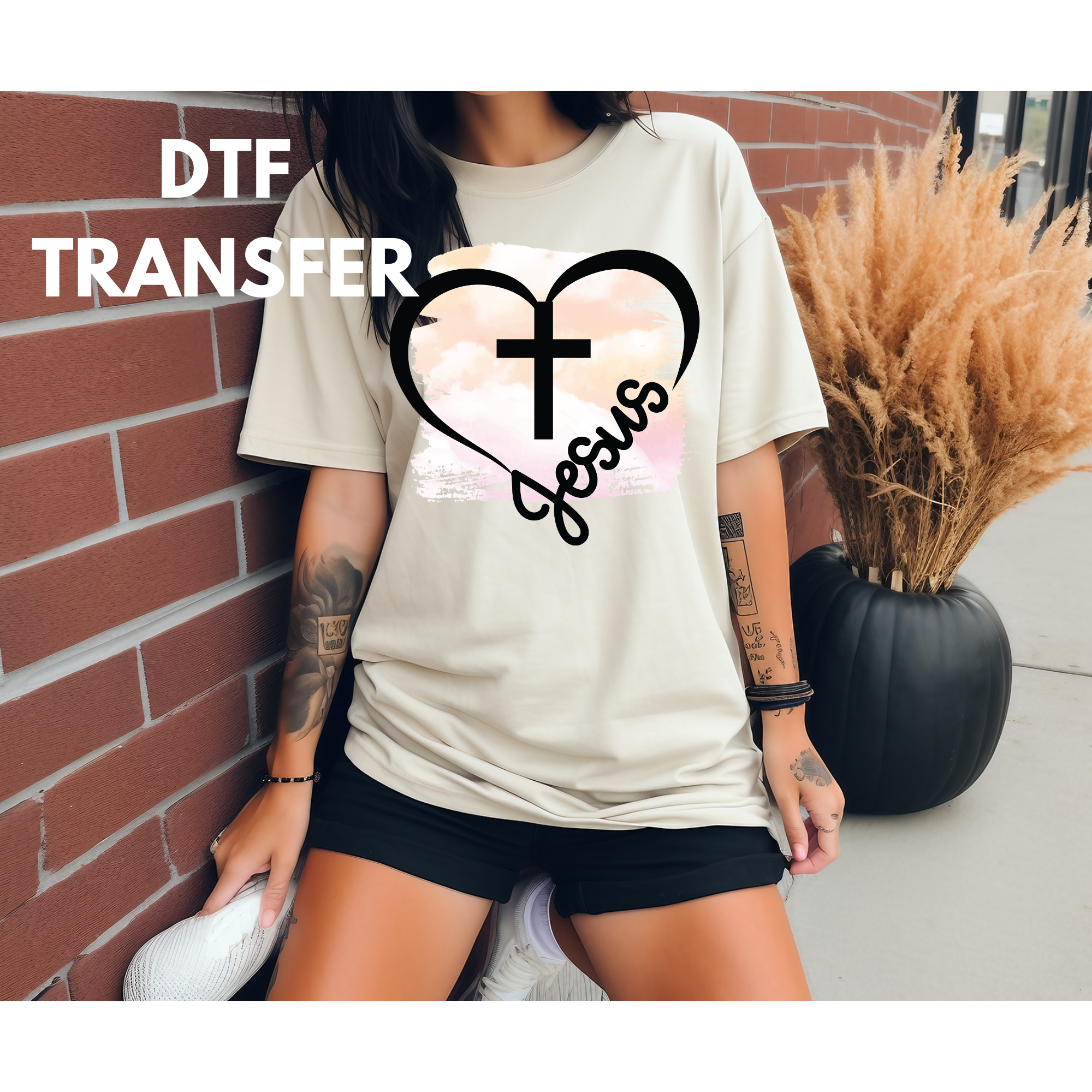 Jesus heart DTF transfer for shirts, clothing etc