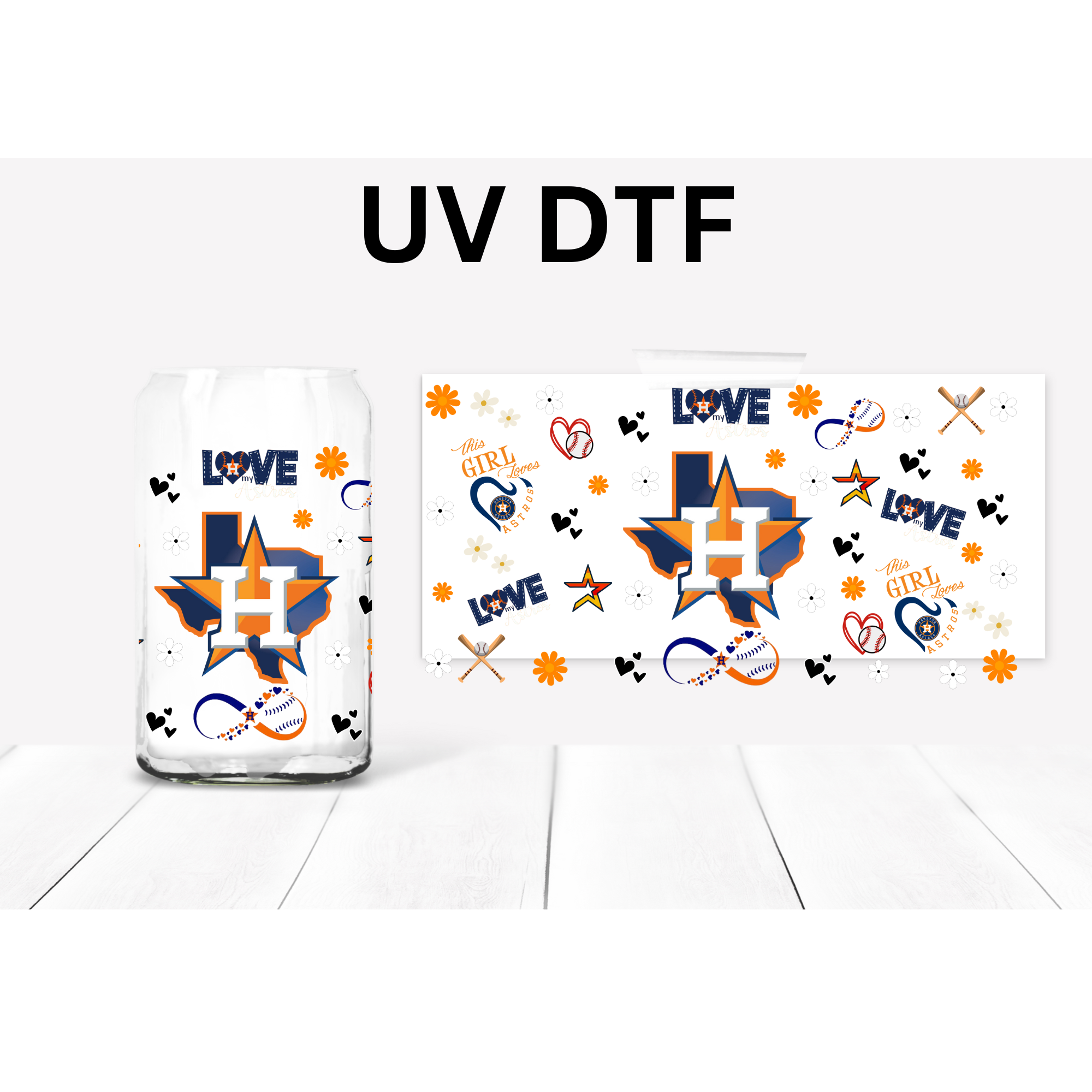 Texas UV DTF transfer, 16 oz libbey size