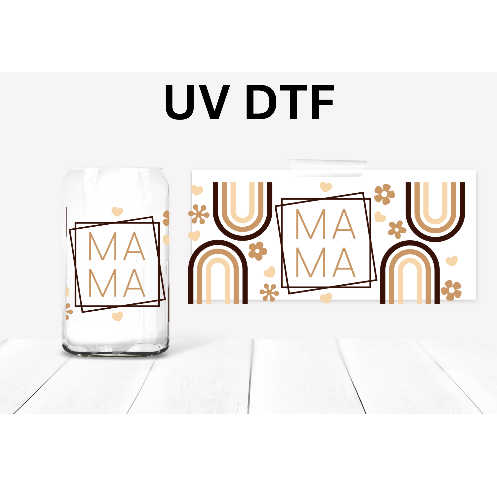 Retro Mama UV DTF transfer, 16 oz libbey size