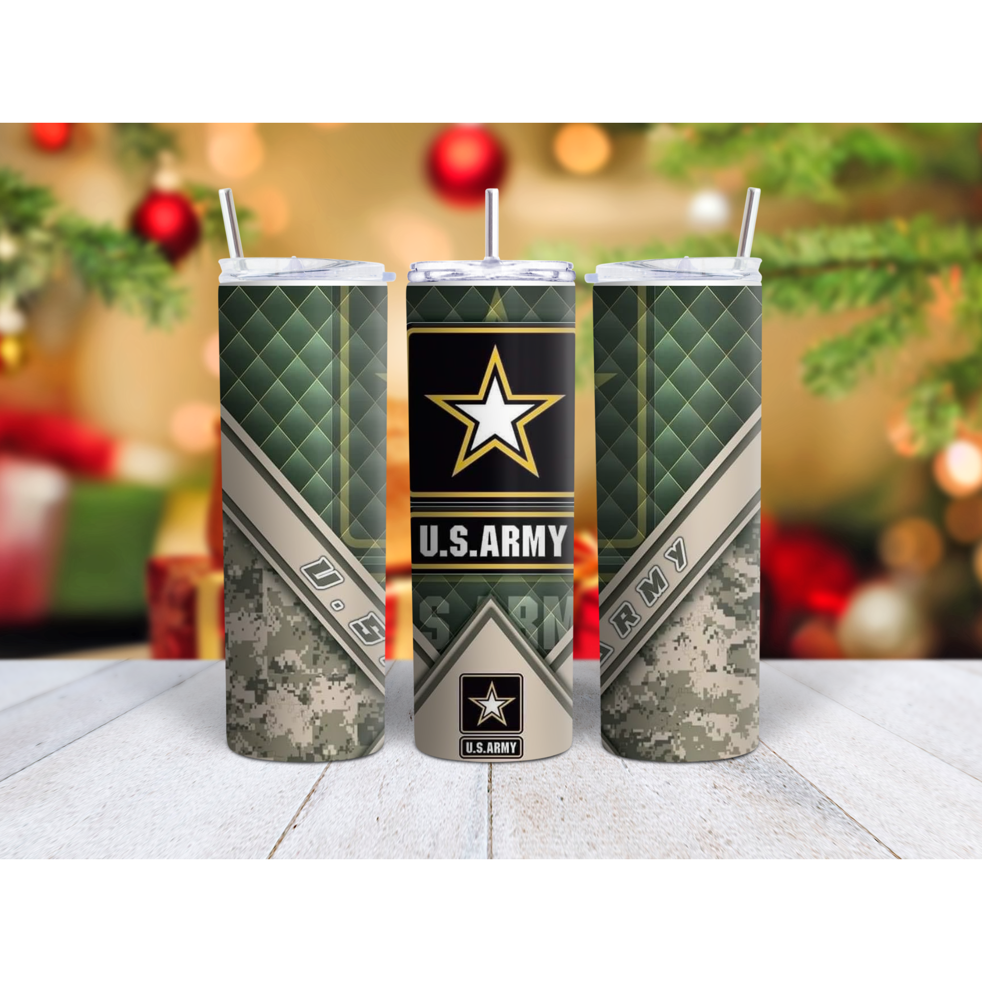 Army stainless steel, straight tumbler, multiple sizes