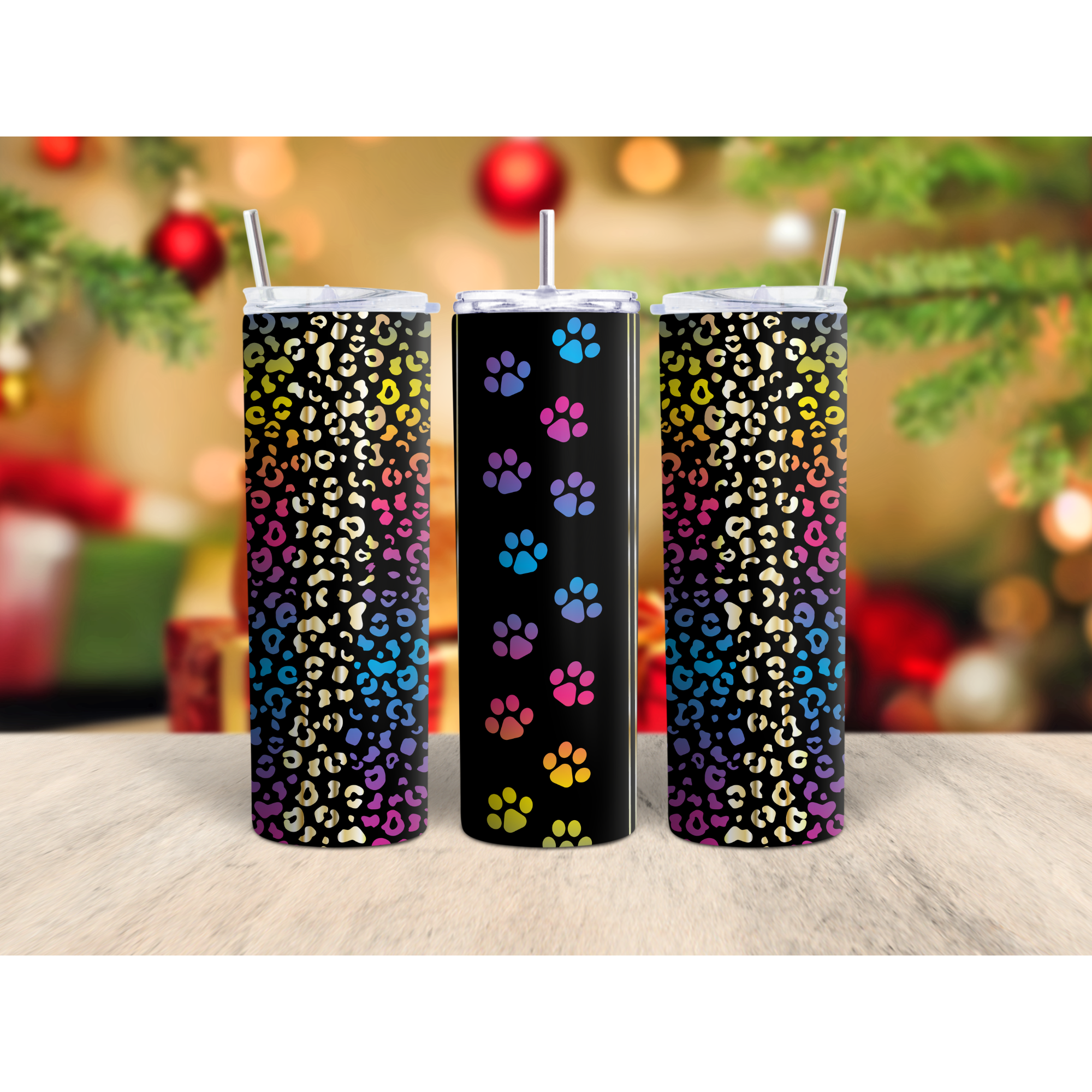 Paw prints, straight tumbler, multiple sizes