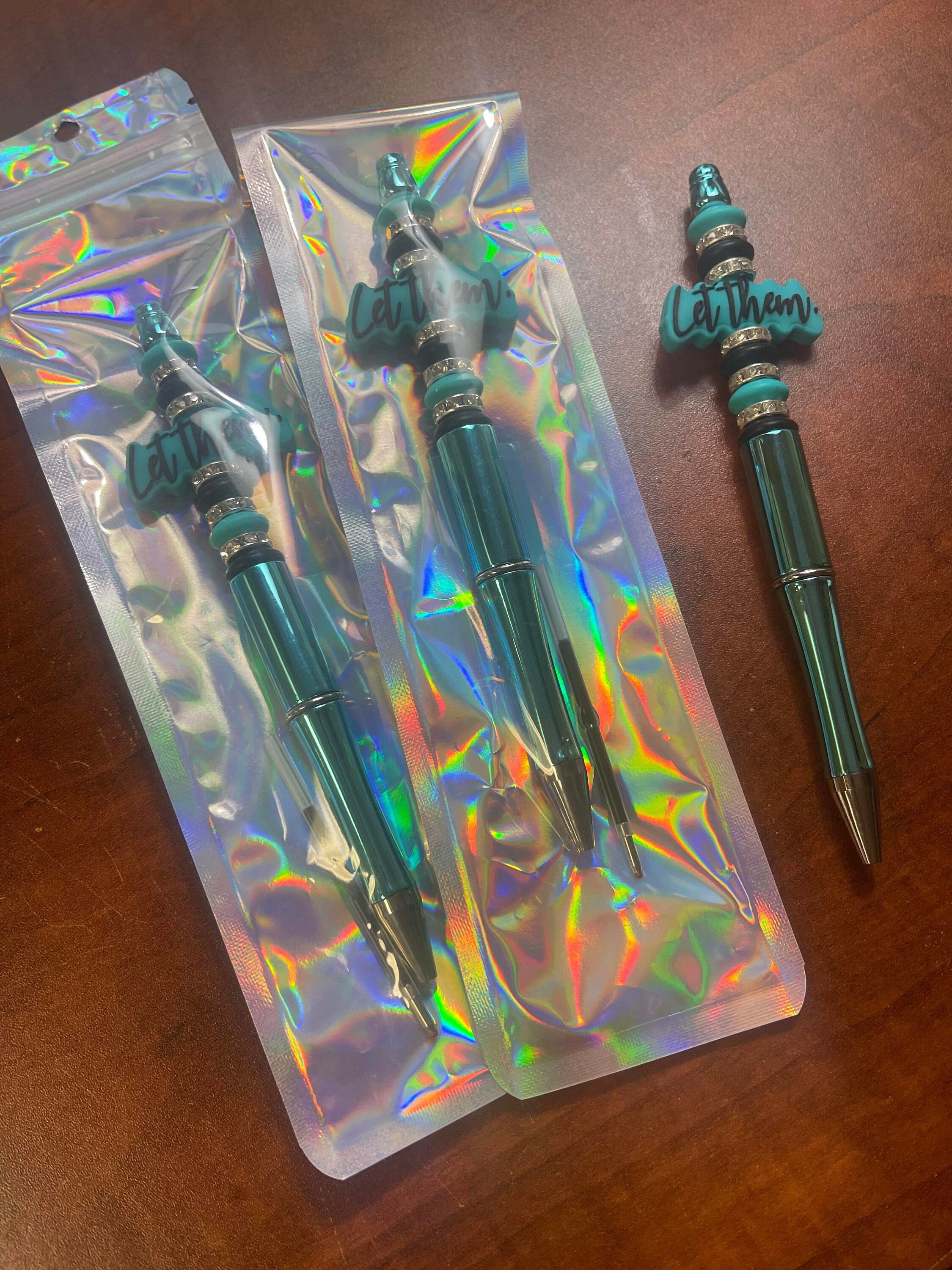 Let them pen, silicone beaded pen, refill included, refillable pen