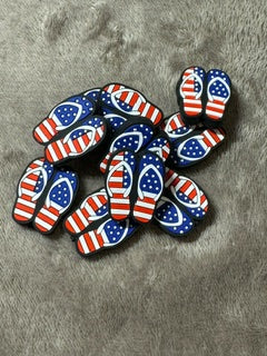 American flip flops silicone focal for beadable items