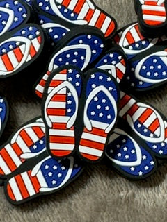 American flip flops silicone focal for beadable items