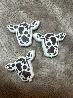 Cow heads, multiple colors, silicone focal, for beadable items like pens