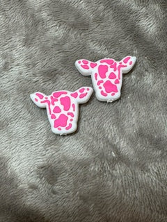 Cow heads, multiple colors, silicone focal, for beadable items like pens